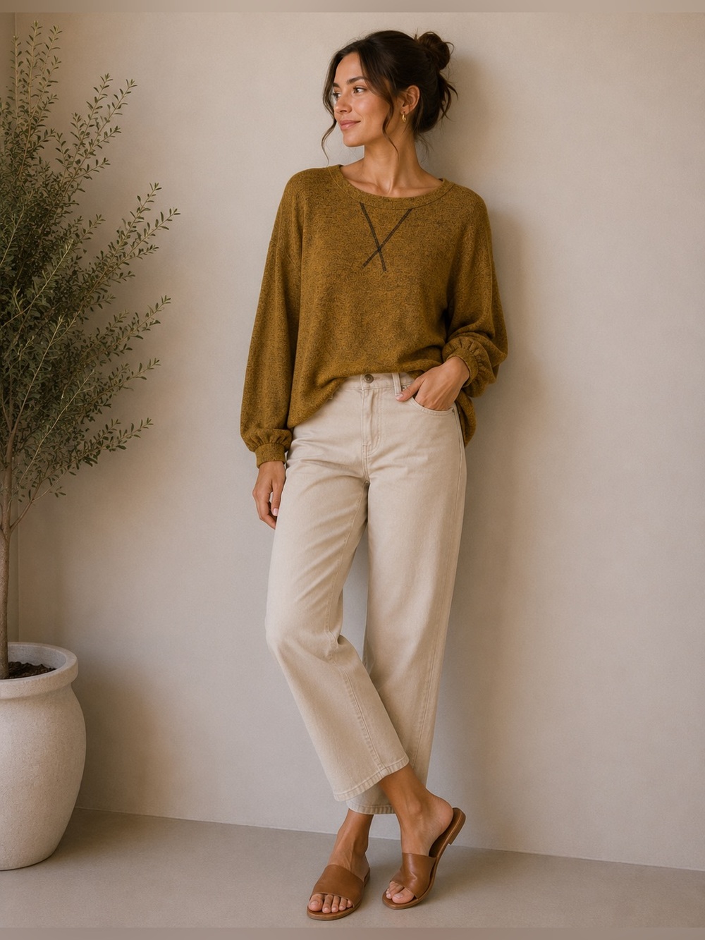 Haptics Mustard Yellow Stretch Blouse Size Small